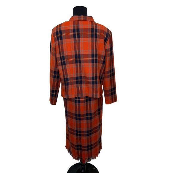 Sag Harbor Blanket Fringe Skirt Sz 16 & Crop Jacket Red Plaid - Picture 3 of 16